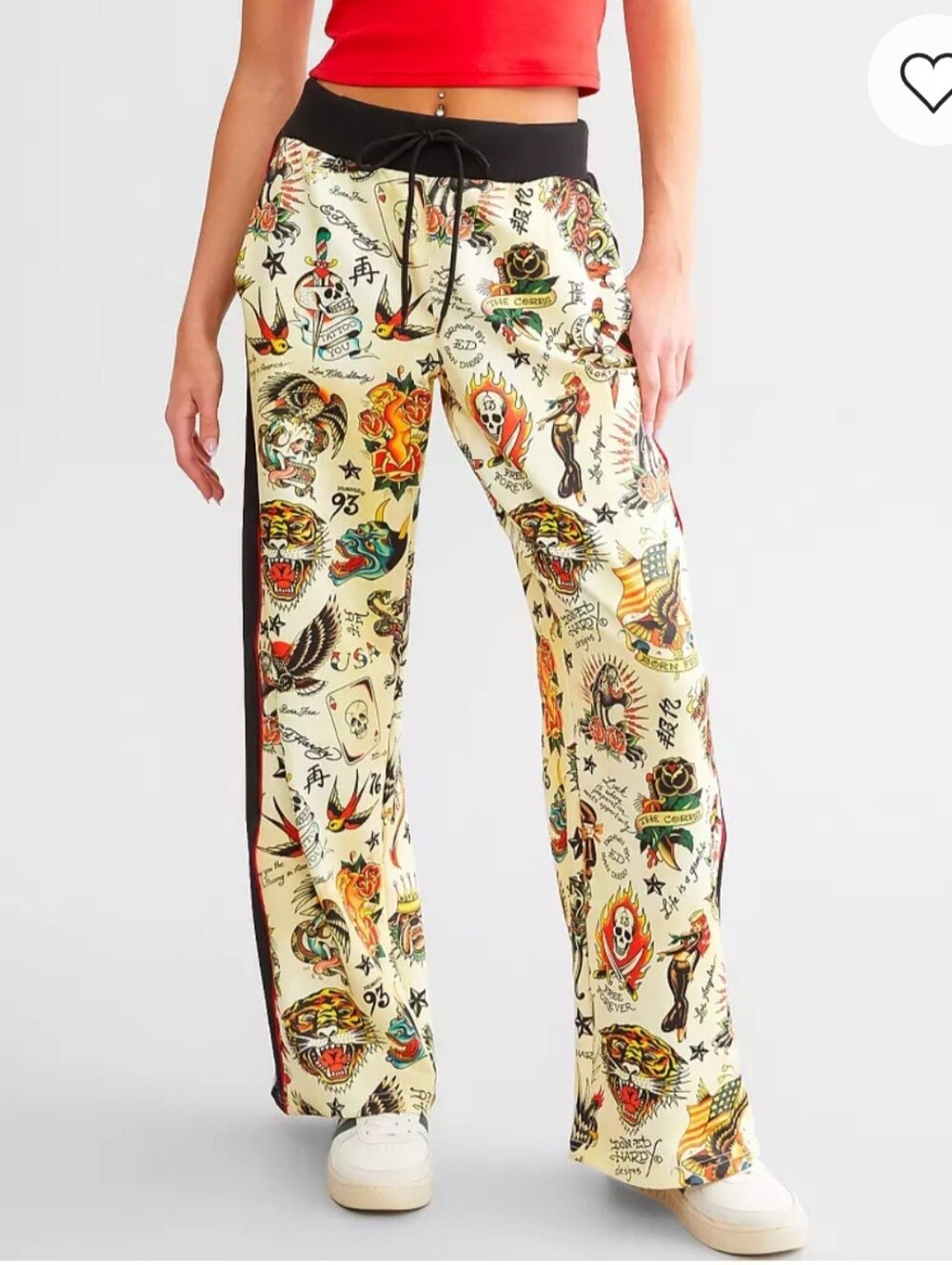 Ed Hardy Y2K Flashboard Womens Multi Track Pants Lounge Wide Leg Size Large New!